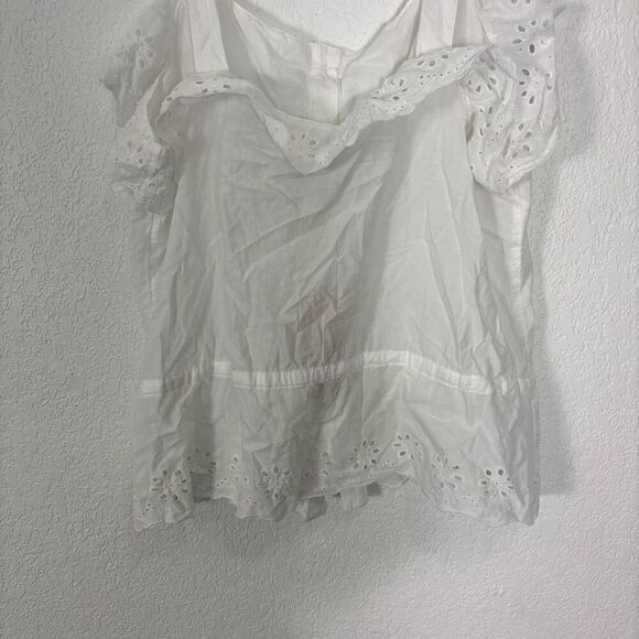 New Fat Face White Eyelet Cutout Button Front Tank Top Size US 10 - Picture 6 of 9